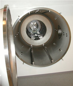 Figure 3: View into the empty facility showing the rail system